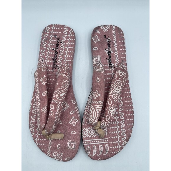 FREE PEOPLE Es Verdra Cotton Thong Sandals - Pink Paisley Pattern- EU39/US8.5 - Picture 2 of 9